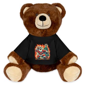 Electric shock Santa Claus disaster - MiniFeet® RecycelBär® Teddy Bear Brown - black - Front