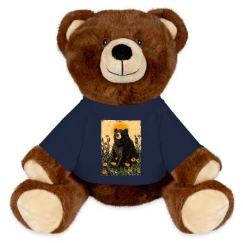 Ours sur prairie ensoleillée pleine de fleurs - Nounours RecycelBär® marron - bleu marine - Devant