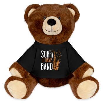 Saxophone désolé j’ai un groupe - Nounours RecycelBär® marron - noir - Devant