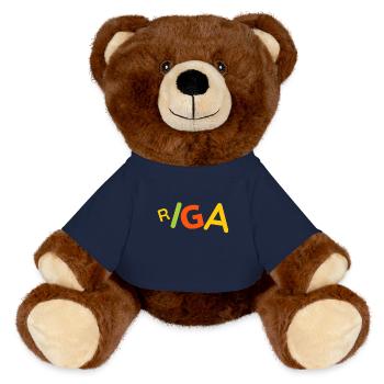 Riga Latvia T-Shirt - MiniFeet® RecycelBär® Teddy Bear Brown - french navy - Front