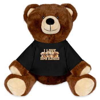 I Love Dumb Blondies Dog Illustration Golden - MiniFeet® RecycelBär® Teddy Bear Brown - black - Front
