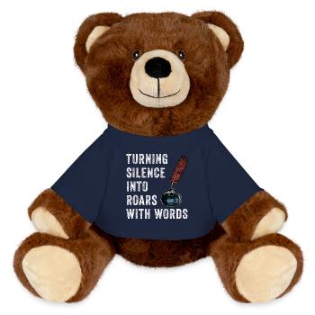 Poetry Slam Schriftsteller Poet Literatur Slam - MiniFeet® RecycelBär® Braun - French Navy - Vorne