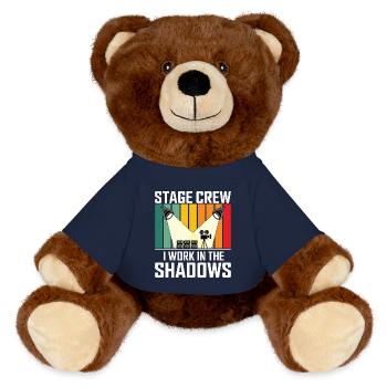 Équipe de scène Je travaille dans l’ombre Coulisses Humour - Nounours RecycelBär® marron - bleu marine - Devant