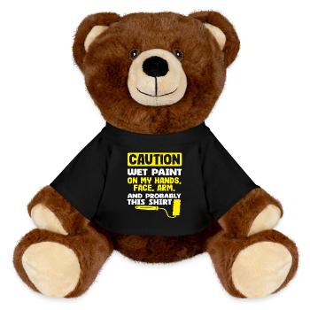 Attention Painters Wet Paint Everywhere - MiniFeet® RecycelBär® Teddy Bear Brown - black - Front