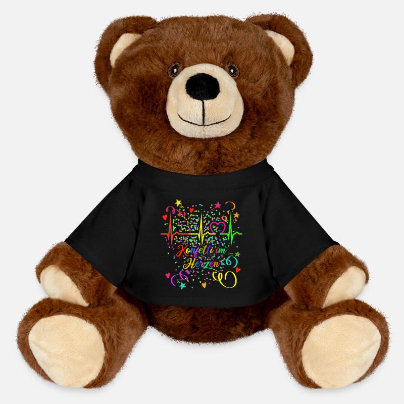 Konfetti im Herzen - Karneval - Verkleidung - MiniFeet® RecycelBär® Braun - Schwarz