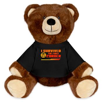 Simracer Esports Enthusiast Sim Racing - MiniFeet® RecycelBär® Teddy Bear Brown - black - Front