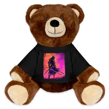 Samurai Warrior Honor and Strength Anime - MiniFeet® RecycelBär® Teddy Bear Brown - black - Front