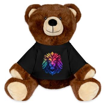 Majestätischer Löwe in leuchtenden Farben - MiniFeet® RecycelBär® Braun - Schwarz - Vorne