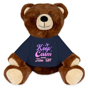 Keep Calm And Take Off Fun Vacation - MiniFeet® RecycelBär® Teddy Bear Brown - french navy - Front