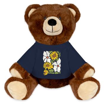 Boho Wildblumen mit Sonnenblumen und Gänseblümchen - MiniFeet® RecycelBär® Braun - French Navy - Vorne