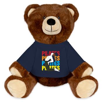 Pilates Enthusiast Colorful Motif For Your Training - MiniFeet® RecycelBär® Teddy Bear Brown - french navy - Front