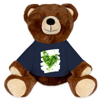 Saint-Patrick Shamrock Heart - Nounours RecycelBär® marron - bleu marine - Devant