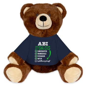 ABI SCHRITT FÜR SCHRITT ZUR WELTHERRSCHAFT - MiniFeet® RecycelBär® Braun - French Navy - Vorne