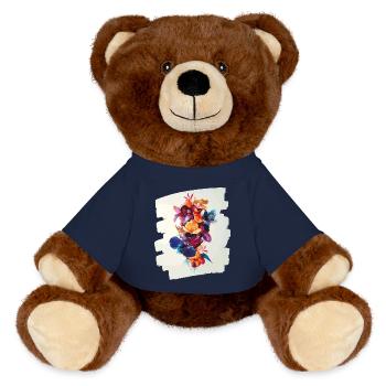 Frühling Frühlingsanfang Blume Blumen - MiniFeet® RecycelBär® Braun - French Navy - Vorne