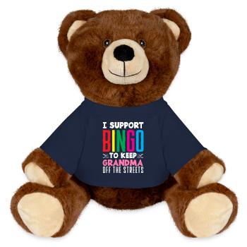 Je soutiens le Bingo pour Mamie - Nounours RecycelBär® marron - bleu marine - Devant