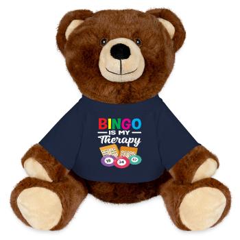 Bingo is my therapy for game nights - MiniFeet® RecycelBär® Teddy Bear Brown - french navy - Front