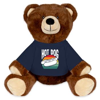 Amateur de hot-dogs style rétro - Nounours RecycelBär® marron - bleu marine - Devant