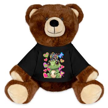Hippie Frog Frogs Kids Child Baby - MiniFeet® RecycelBär® Teddy Bear Brown - black - Front