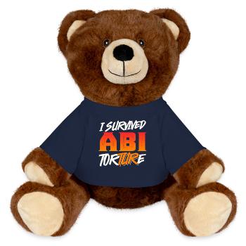Abiturienten I SURVIVED ABI TORTURE Lustiges - MiniFeet® RecycelBär® Braun - French Navy - Vorne