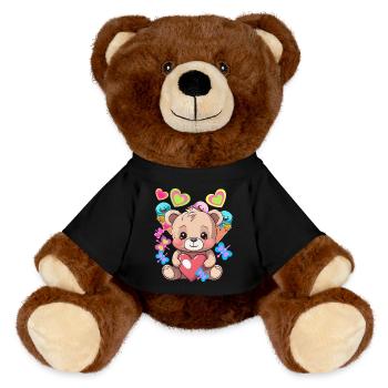 Mignon Teddy Glace Crème Coeur Coeurs Enfant Enfants Bébé - Nounours RecycelBär® marron - noir - Devant