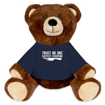 Murder Mystery Dinner Fun Night - MiniFeet® RecycelBär® Teddy Bear Brown - french navy - Front