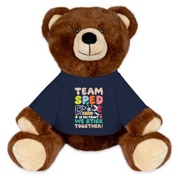 Team SPED Spezielle Bildung Zusammenhalt - MiniFeet® RecycelBär® Braun - French Navy - Vorne