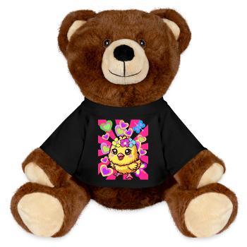 Spring Easter Chick Kids Child Baby - MiniFeet® RecycelBär® Teddy Bear Brown - black - Front