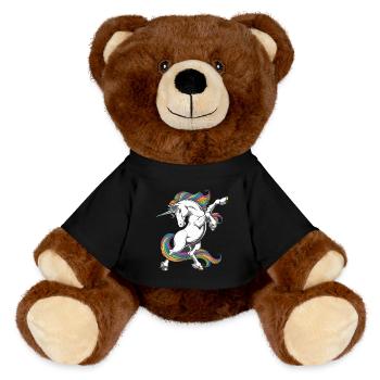 Licorne arc-en-ciel magique pleine de couleurs - Nounours RecycelBär® marron - noir - Devant