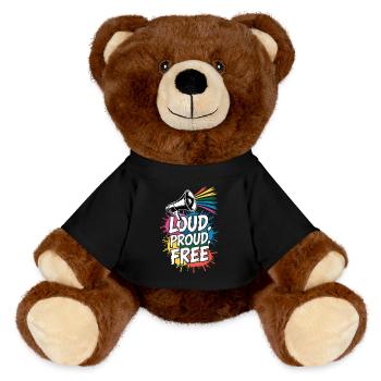 Fort, fier, gratuit Megafon Rainbow - Nounours RecycelBär® marron - noir - Devant
