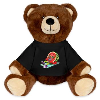 Relaxant pastèques illustration été - Nounours RecycelBär® marron - noir - Devant