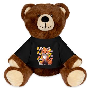 80er 90er Fuchs Füchse Kinder Vintage Retro - MiniFeet® RecycelBär® Braun - Schwarz - Vorne