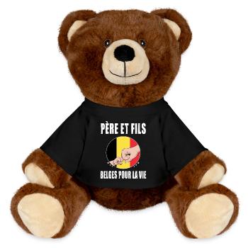 père et fils belgique belge papa - Nounours RecycelBär® marron - noir - Devant