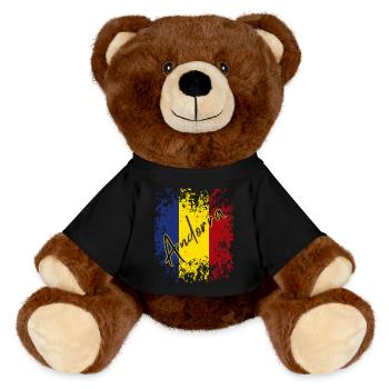 Drapeau d’Andorre, fierté andorrane - Nounours RecycelBär® marron - noir - Devant
