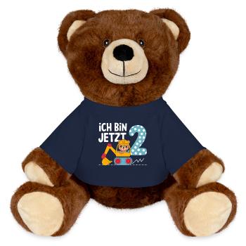 J’ai maintenant 2 ans Bagger Bear 2ème anniversaire - Nounours RecycelBär® marron - bleu marine - Devant