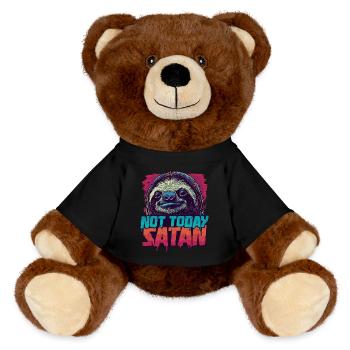 Not Today Satan Faultier – Lustiger Spruch - MiniFeet® RecycelBär® Braun - Schwarz - Vorne