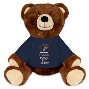 Cadeau pour l’achat d’une première maison Neuhause-propriétaire Humour - Nounours RecycelBär® marron - bleu marine - Devant