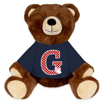 Lettre g cœur - Nounours RecycelBär® marron - bleu marine - Devant