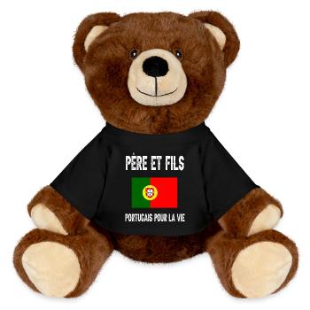 père et fils papa portugais portugal fêtes pères - Nounours RecycelBär® marron - noir - Devant