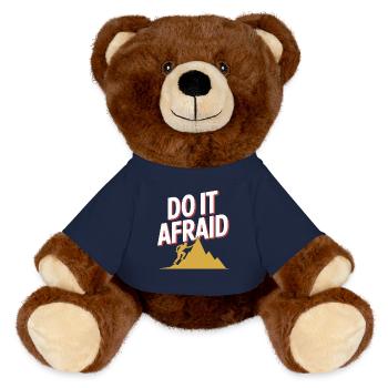 Do It Afraid Courage Development Motivation - MiniFeet® RecycelBär® Teddy Bear Brown - french navy - Front