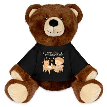 Nap Time Let's Negotiate Funny Kindergarten - MiniFeet® RecycelBär® Teddy Bear Brown - black - Front
