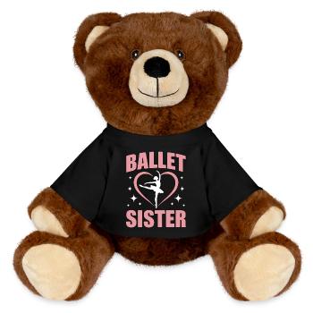 Ballett Spruch Ballerina Lustiges Ballett Geschenk - MiniFeet® RecycelBär® Braun - Schwarz - Vorne