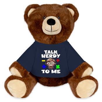 TALK NERDY TO ME - TEACHET GIFT - MiniFeet® RecycelBär® Teddy Bear Brown - french navy - Front
