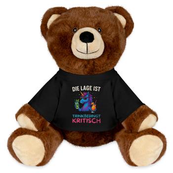 Drôle de buveur Design Licorne - Nounours RecycelBär® marron - noir - Devant