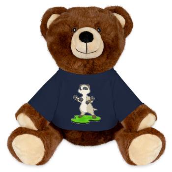 Erdmännchen Bodybuilder Hanteln Bodybuilding - MiniFeet® RecycelBär® Braun - French Navy - Vorne