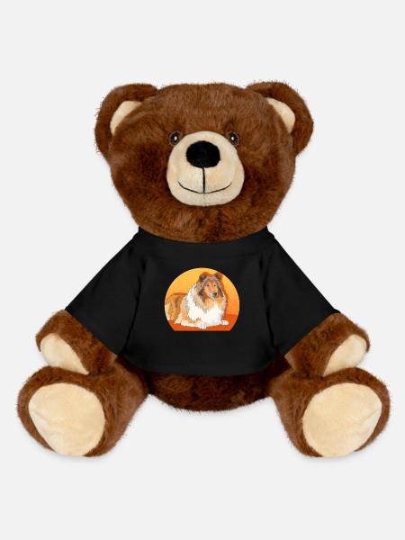 Collie Longhair Collie Rough Collies Gifts - MiniFeet® RecycelBär® Teddy Bear Brown - black