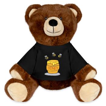 Honigtopf und fleißige Bienen - MiniFeet® RecycelBär® Braun - Schwarz - Vorne