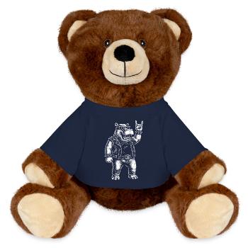Nilpferd Rockmusik Lustig Heavy Metal Retro Design - MiniFeet® RecycelBär® Braun - French Navy - Vorne