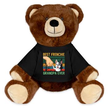 Frenchie Grandpa Fist Bump French Bulldog  - MiniFeet® RecycelBär® Teddy Bear Brown - black - Front