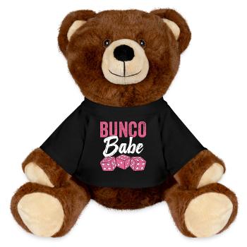 Bunco Babe Damen Bunco Frauen Würfelabend - MiniFeet® RecycelBär® Braun - Schwarz - Vorne