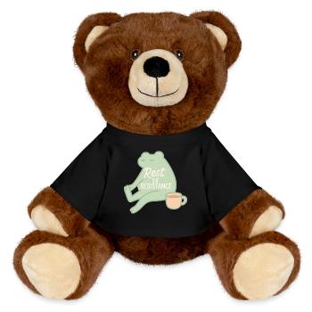 Ruhe Ist Widerstand Achtsamkeit Affirmation - MiniFeet® RecycelBär® Braun - Schwarz - Vorne